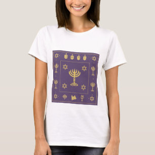 Hanukkah Motif, mulher roxa, camiseta
