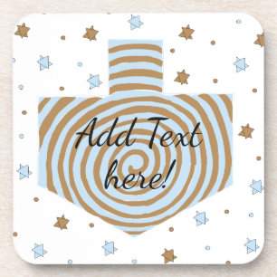Hanukkah Porta copos Blue & Brown Dreidel & Stars
