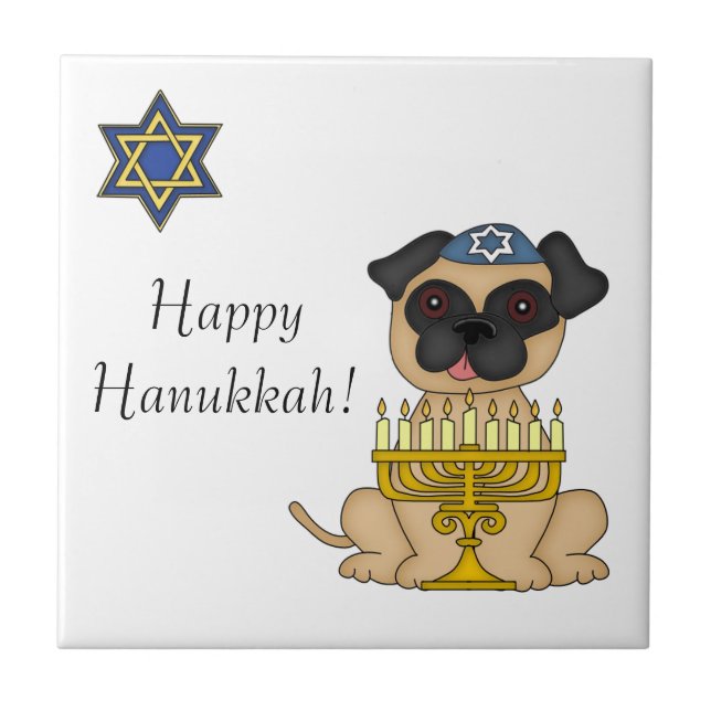 Hanukkah-Pug Cão com Menorah (Frente)
