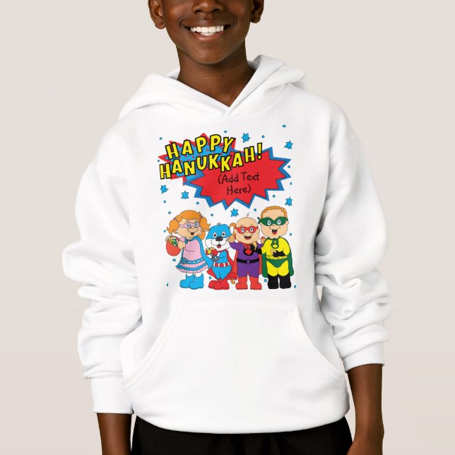 Hanukkah Pullover Toddler Sweatshirt "Super Hero" (Frente)