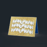 Hanukkah Sparkle Dourado Stars - Cartão de Saudaçã<br><div class="desc">Nosso cartão de saudação às estrelas Douradas de Chanucá com brilho e brilho é uma maneira divertida, elegante e elegante de desejar a família, amigos e clientes um Feliz Chanucá/Chanukah. Precisa de ajuda com este design? Quer ver outras cores ou variações de design? Envie um e-mail para BestDressedBread@gmail.com. Para mais...</div>