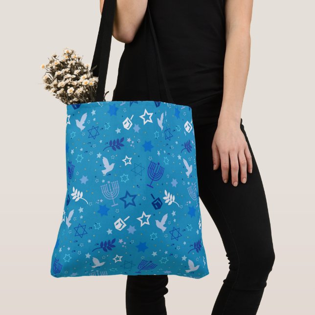Hanukkah Stars Tote Bag (Close Up)