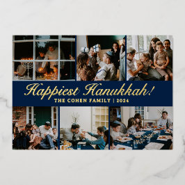 Hanukkah Typografia Foto da família azul Colagem