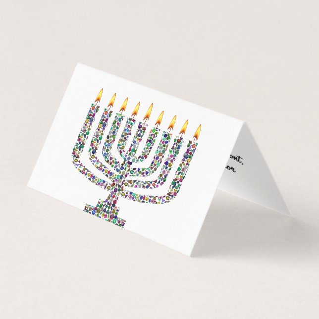 Hanukkiah feito com Gemstones Folheados (Frente)