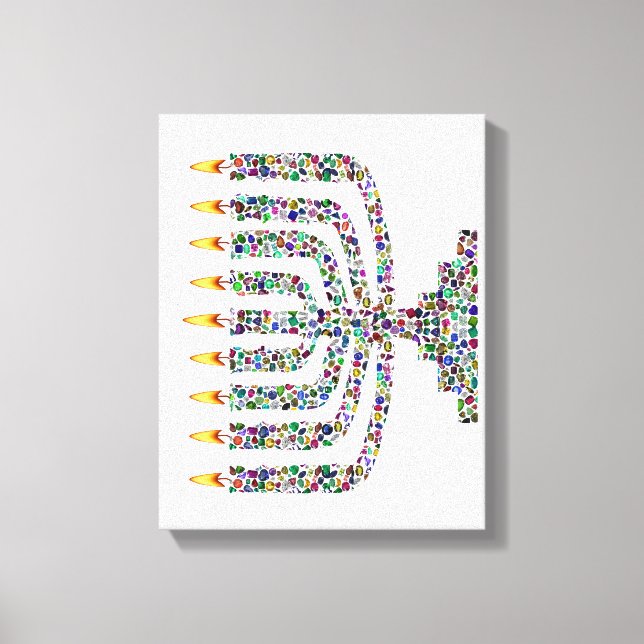Hanukkiah fez com Gems Stretered Canvas Print (Frente)