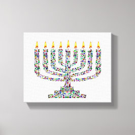 Hanukkiah made with Gems Stretched Canvas Print