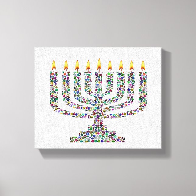 Hanukkiah made with Gems Stretched Canvas Print (Frente)