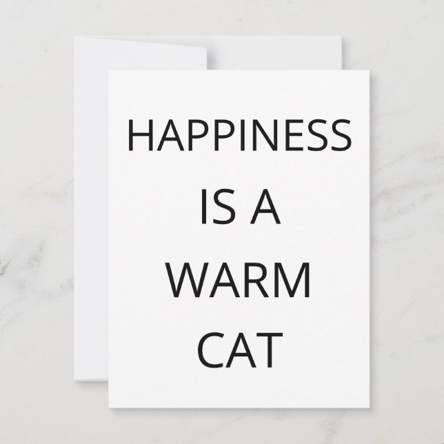 Happiness Is A Warm Cat Flat Card (Verso)