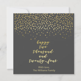 Happy 2024 - Dourada Script & Confetti Preto e Fal