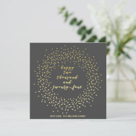 Happy 2024 - Dourada Script & Wreath New Year Card