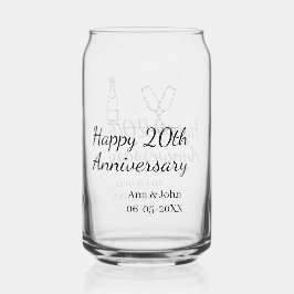 Happy 20th anniversary champagne bottle glass name