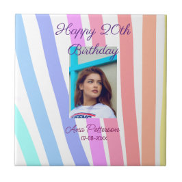 Happy 20th Birthday rainbow rustic boho lines phot