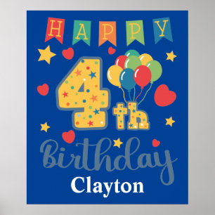 Happy 4th Birthday Poster