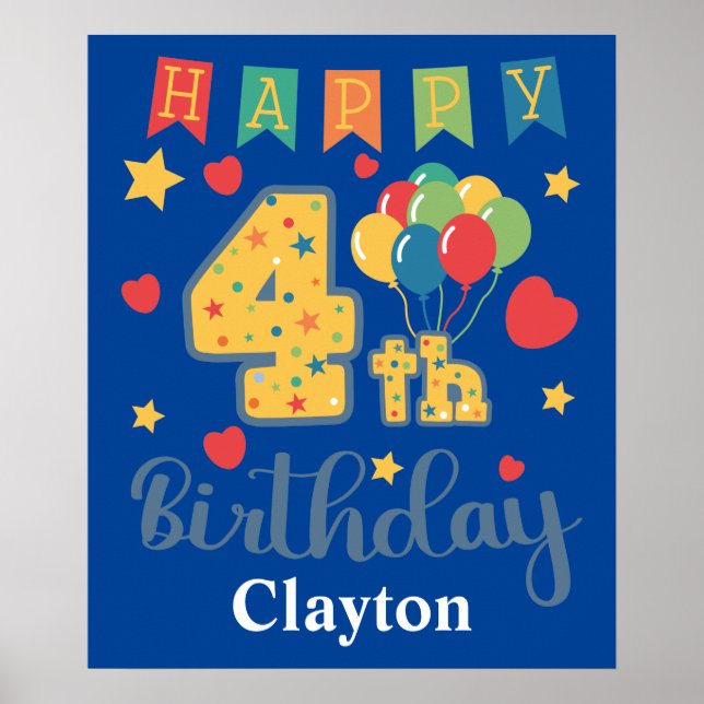Happy 4th Birthday Poster (Frente)
