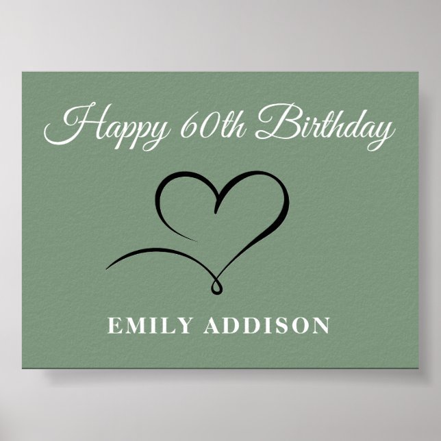 Happy 60th Birthday Poster with Custom Text Option (Frente)