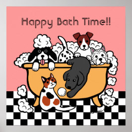 Happy Bath Time Black Labrador - Poster de desenho