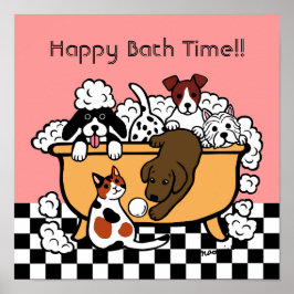Happy Bath Time Chocolate Labrador Poster