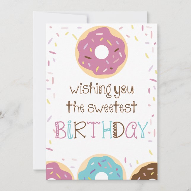 Happy Birthday Greeting Card for Girls with Donuts (Frente)