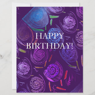 HAPPY BIRTHDAY PURPLE FLOWERS Paper Sheet