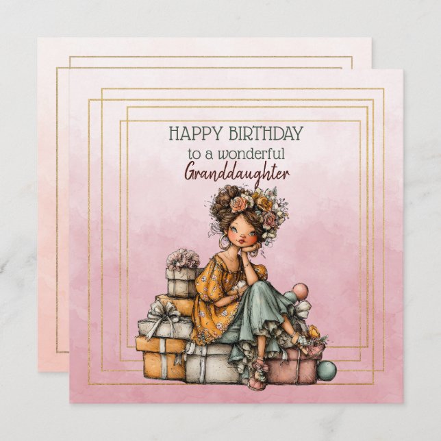 Happy Birthday To A Wonderful Granddaughter (Frente/Verso)