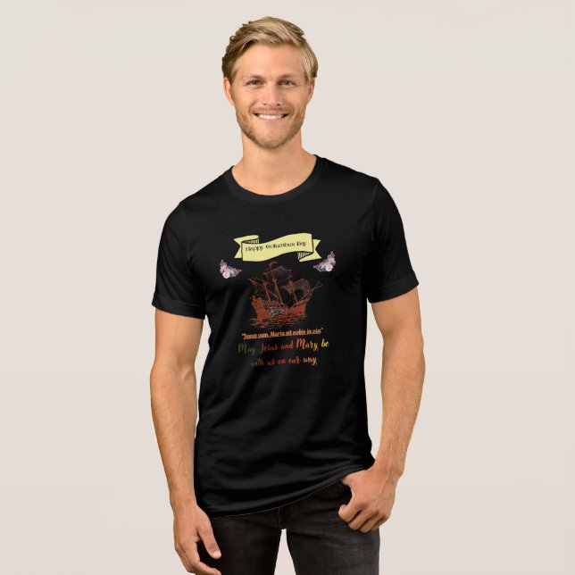 Happy Columbus Day Tri-Blend T-Shirt  (Frente Completa)