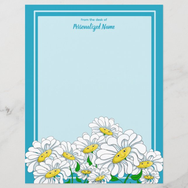 Happy Daisiers Blue - Folha de Papel Azul Sem Linh (Frente)