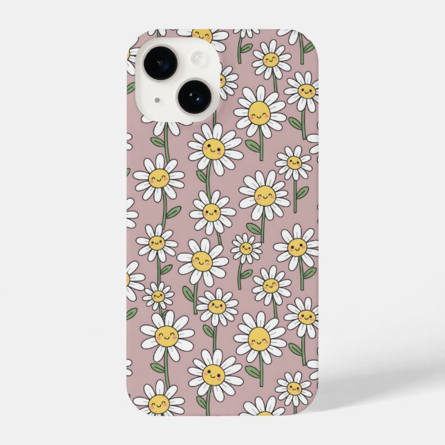 Happy Daisy Smiles Pink Floral Pattern (Verso)