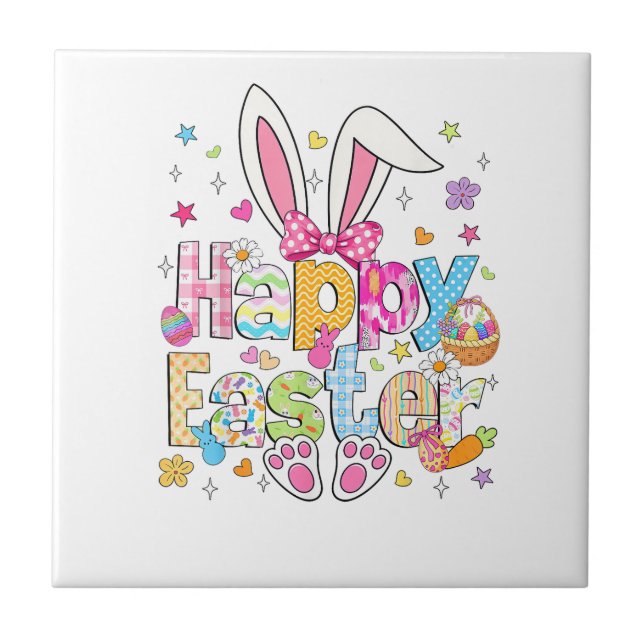 Happy Easter 2026 Cute Bunny Rabbit Easter Day Wom (Frente)