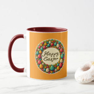 Happy Easter – Classic Wreath Design caneca
