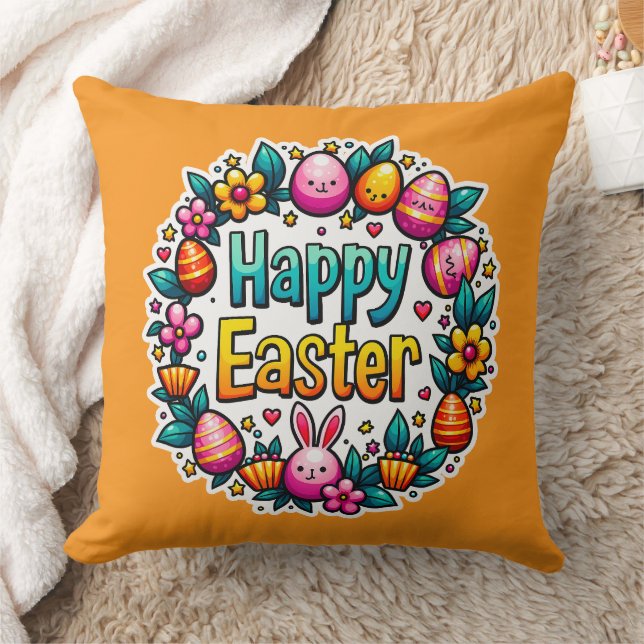 Happy Easter – Cute Bunny Lettering almofada (Cobertor)