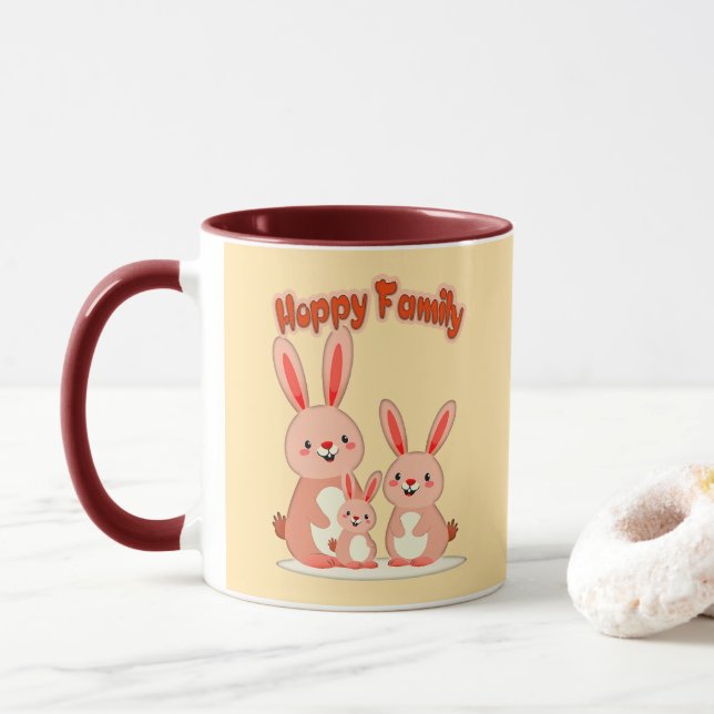 Happy Easter Family – Cute Bunny - caneca (Com Donut)