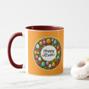 Happy Easter – Festive Egg Wreath caneca