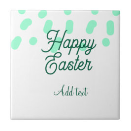 Happy Easter green eggs pastel name date simple