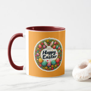 Happy Easter – Spring Floral Circle caneca