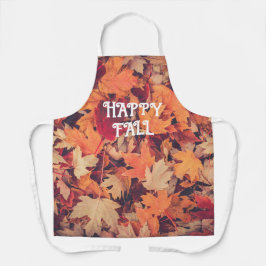 Happy Fall Autumn Leaves Cozy All-Over Print Apron