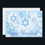 Happy Hanukkah Blue Star<br><div class="desc">Este design de feriados mostra a Estrela de David como decorações com o texto "Happy Hanukkah" na tipografia moderna. #hanukkah #chanukah #feriados #sazonal #festivo #estrela #starofdavid #azul #decoração moderna #design #designer #saudações #cartões #cartões #estationery</div>