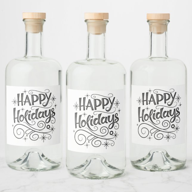 Happy Holiday Label Set | Labels for Business gift (Garrafas)