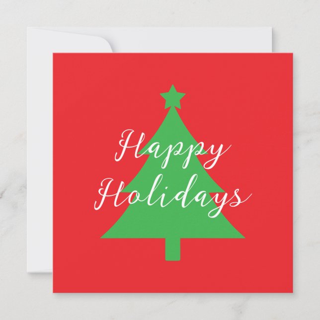 Happy Holidays Bright Red Christmas New Year Card (Frente)