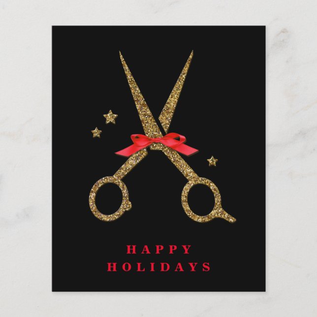 Happy Holidays - Golden glitter Hair Stylist flyer (Frente)