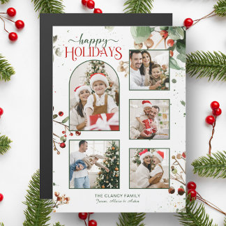 Happy Holidays Watercolor Holly Botanical 5 Photo