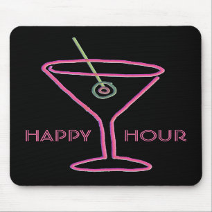 Happy hour de néon retro Mousepad de Martini