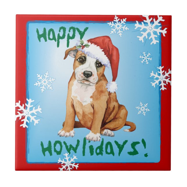 Happy Howlidays Staffordshire Bull Terrier (Frente)