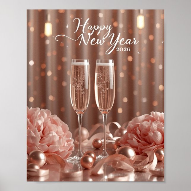 happy new year 2026 champagne sparkle poster (Frente)
