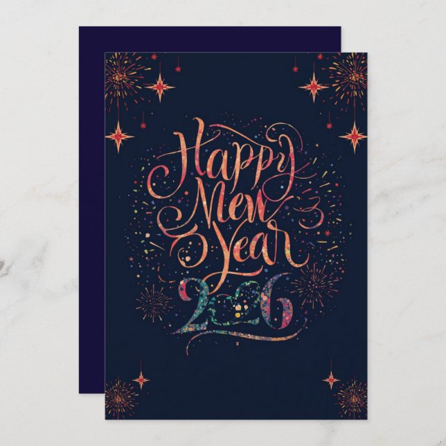Happy new year 2026 Flat Card (Frente/Verso)