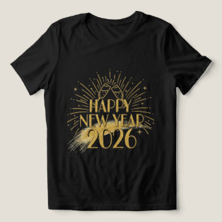 Happy New Year 2026 Glitter Tee for Women