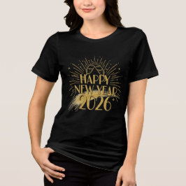 Happy New Year 2026 Glitter Tee for Women