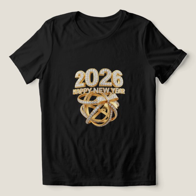Happy New Year 2026 Glitter Tee for Women (Design frontal)