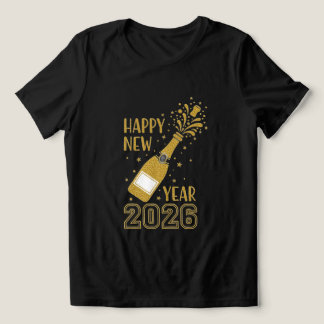 Happy New Year 2026 Glitter Tee for Women
