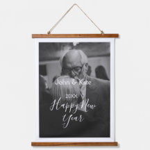 Happy new year couple photo name year black white 