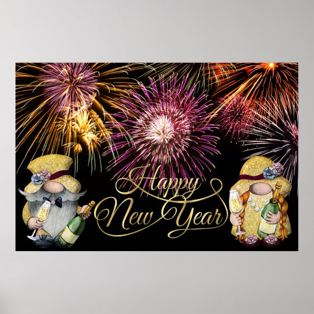 Happy New Year Gnomes Poster (Frente)